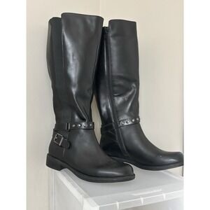 David Tate Women Timmy Black Leather Wide Calf Fit Riding Tall boots sz 7